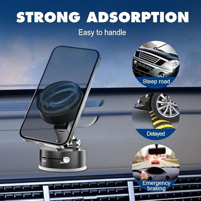Vacuum Magnetic Suction Phone Holder – 360° Rotating,