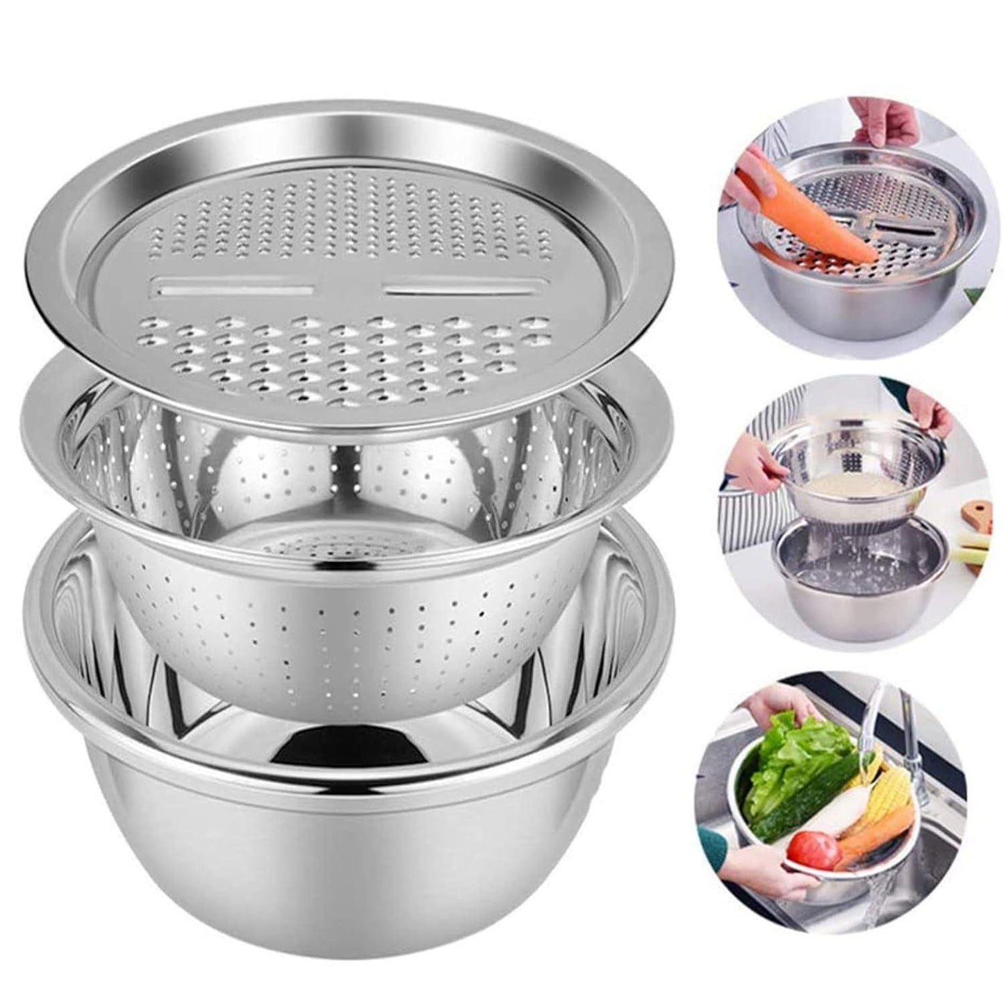 3-in-1 Multifunctional Grater Basin Set –All-in-One Kitchen Prep Tool