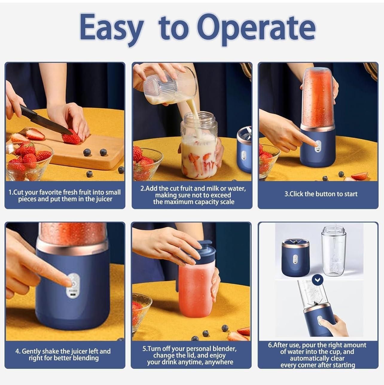 Small Portable Juicer – USB Rechargeable Travel-Friendly & Easy to Clean