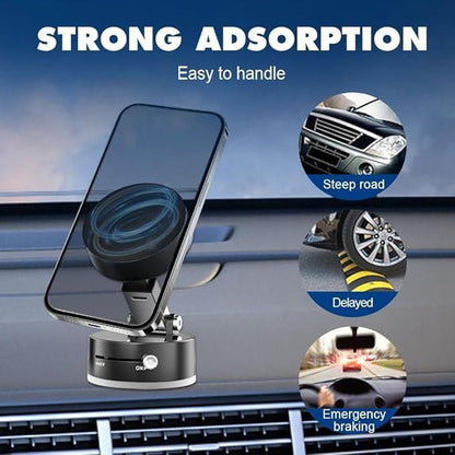Vacuum Magnetic Suction Phone Holder – 360° Rotating,