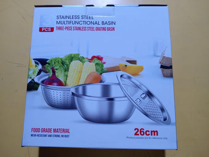 3-in-1 Multifunctional Grater Basin Set –All-in-One Kitchen Prep Tool
