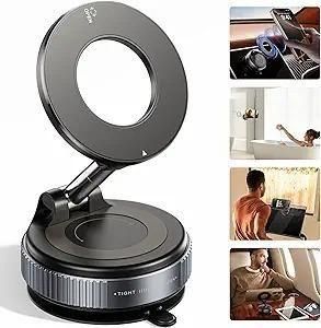 Vacuum Suction Magnetic Phone Bracket – 360° Adjustable, Strong Grip Holder for Car, Desk & Kitchen Use