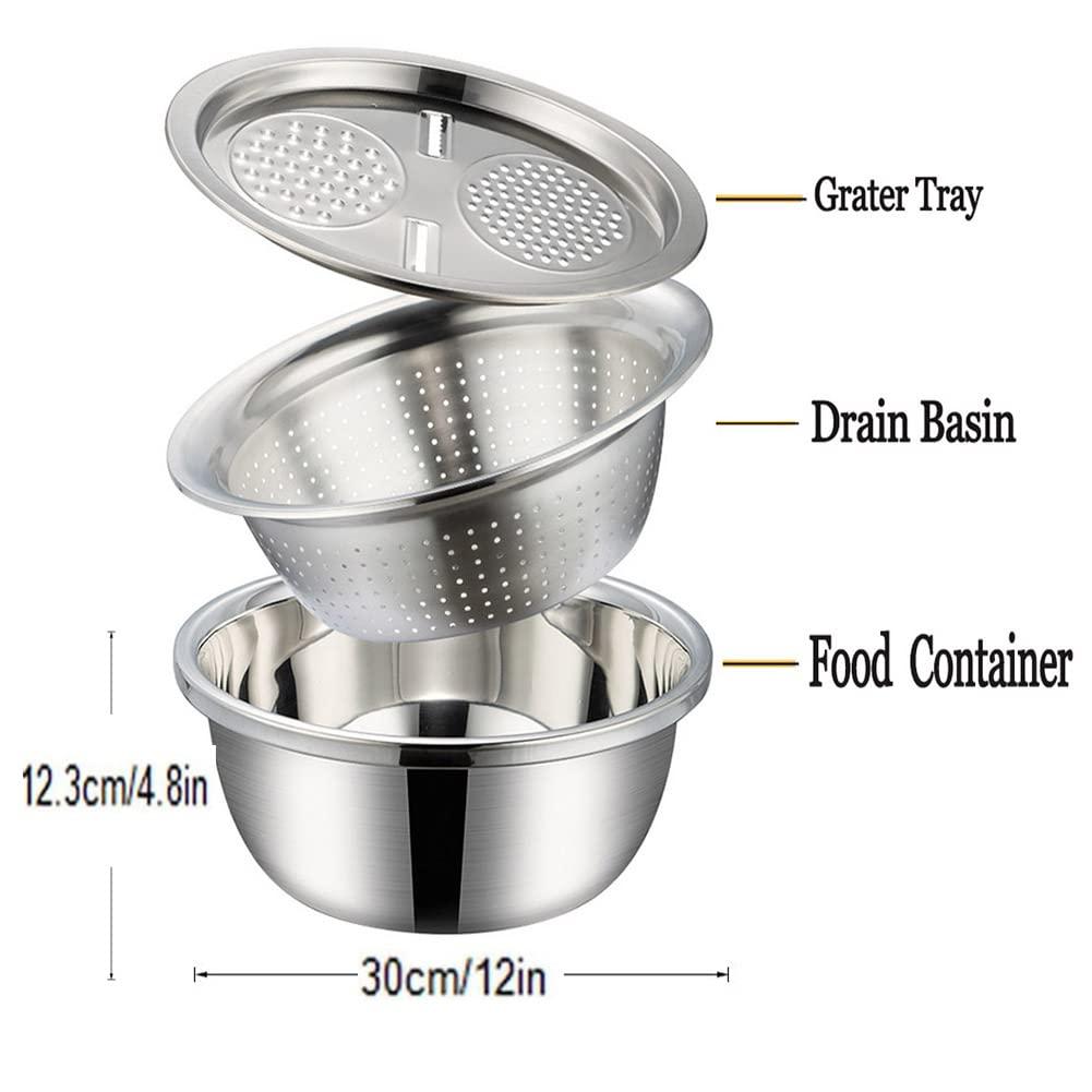 3-in-1 Multifunctional Grater Basin Set –All-in-One Kitchen Prep Tool