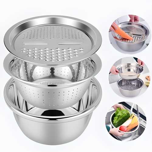 3-in-1 Multifunctional Grater Basin Set –All-in-One Kitchen Prep Tool