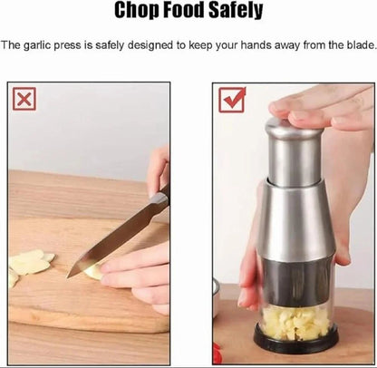 "Premium Stainless Steel Garlic Chopper – Effortless, Rust-Free Cutting for Faster Cooking!"
