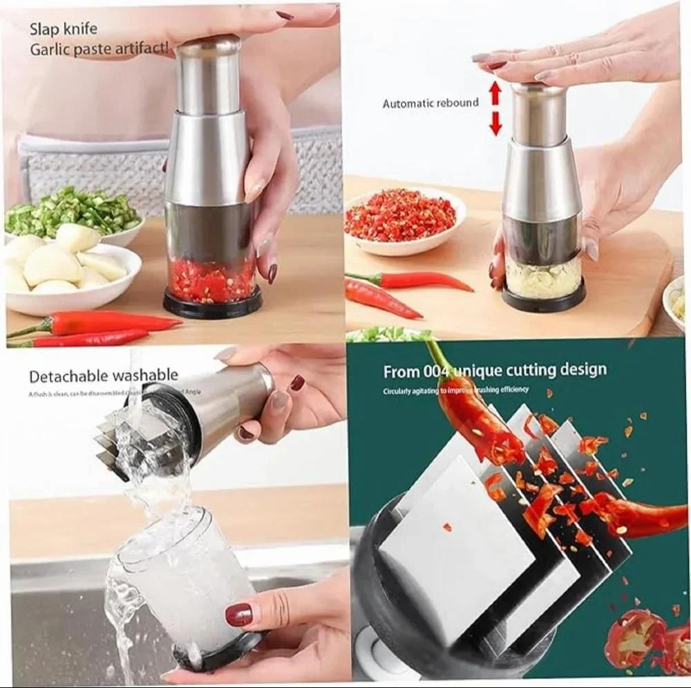"Premium Stainless Steel Garlic Chopper – Effortless, Rust-Free Cutting for Faster Cooking!"